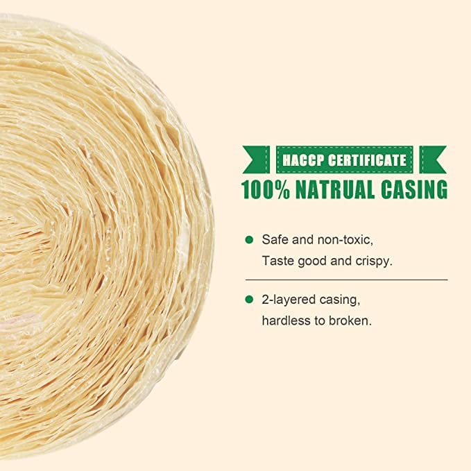 Edible Drying Natural Sausage Casing, Sausage Casings For Flavorous Homemade Sausages Ham,Breakfast Sausage,Italian Sausage,Knoblewurst,Pepperoni,Bologna Sausage And Most Sausage (8M/26Ft),F43Mm