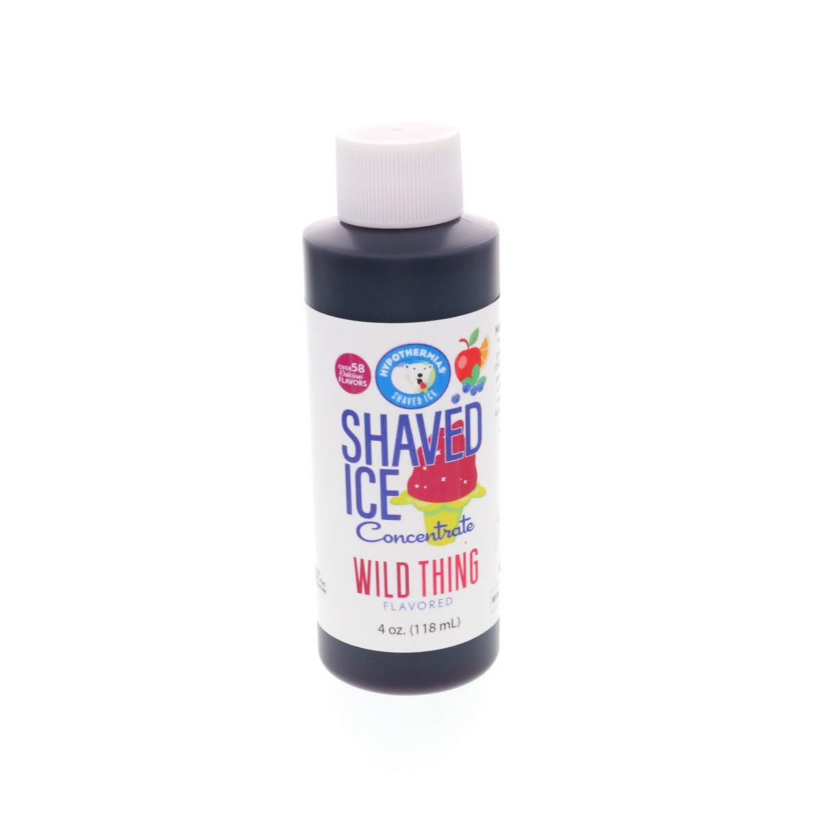 Hypothermias Shaved Ice and Snow Cone Syrup Unsweetened Flavor Concentrate - 4 Fl Oz - Makes 1 Gallon of Ready to Use Syrup - Wi