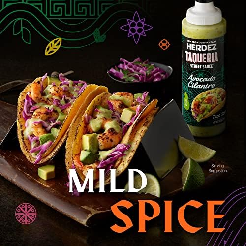 HERDEZ Taqueria Street Sauce Avocado Cilantro, 9 oz Squeeze Bottle, Creamy & Zesty Taco Sauce, Pack of 8, Authentic Mexican Flavor