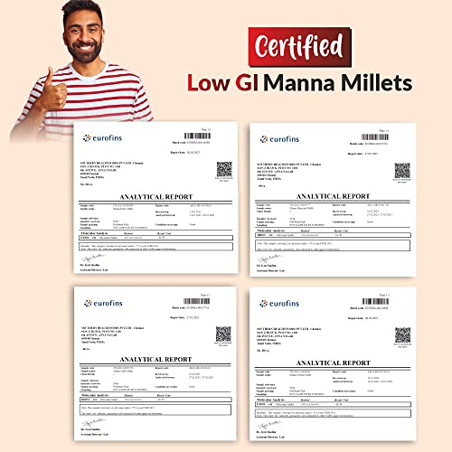 Manna Millets 2.5Kg Combo Pack of 5, Unpolished Millets, Siridhanya, Certified Low GI, Little 500g, Kodo 500g, Foxtail 500g,Barn