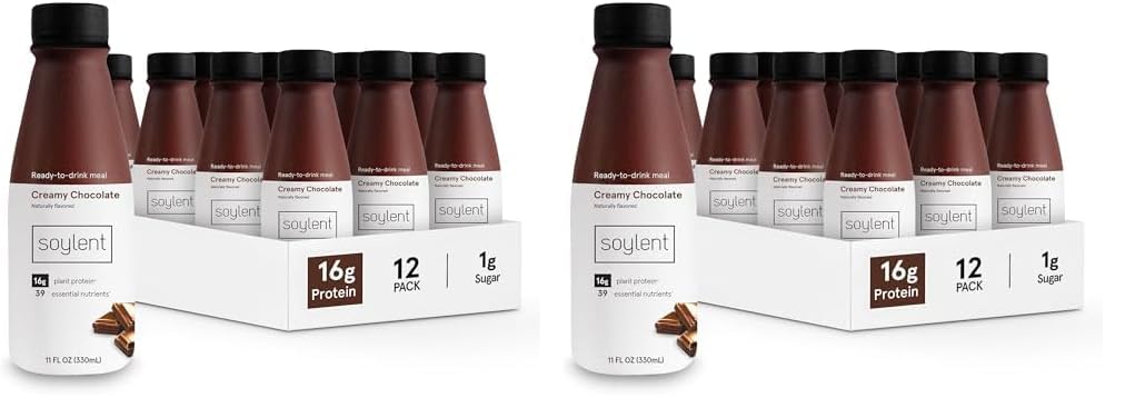 Soylent Chocolate Meal Replacement Shake, Contains 16g Complete Vegan Protein, Ready-to-Drink, 11oz, 24 Pack