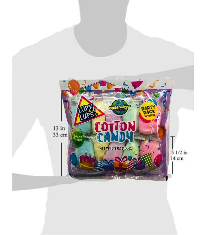 Lupy Lups! Cotton Candy Party Pack - 0.5 oz Each, Individually Wrapped - Perfect for Stockings, Treats, Party Favors, Buffet Tab