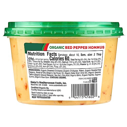 Cedars Organic Roasted Red Pepper Hummus