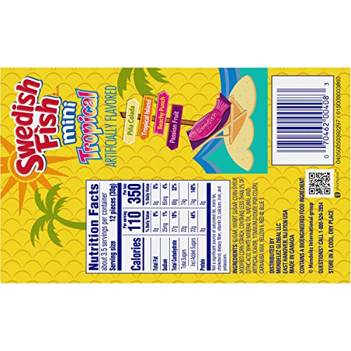 Swedish Fish Mini Tropical Soft & Chewy Candy, Bulk Candy, 12 - 3.5 Oz Boxes