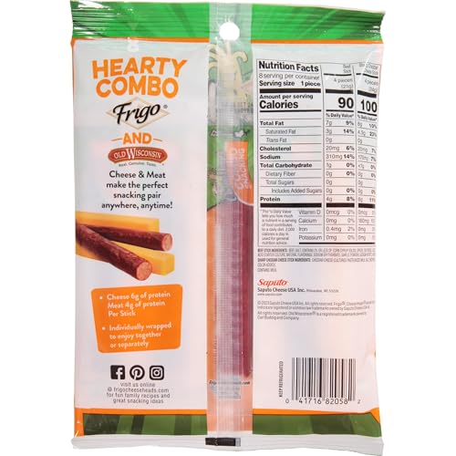 FrigoCheese Heads, Sharp Cheddar Cheese Sticks and Beef Sticks, 8 ct