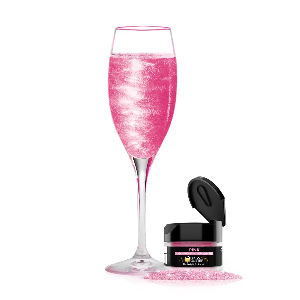 Bakell Brew Glitter - Edible Pink Glitter for Drinks, 4g Shaker Jar