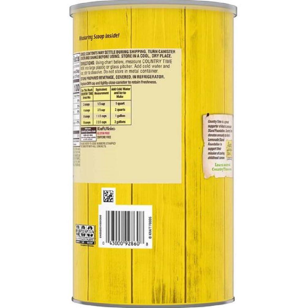 Countrys Time Powdered Lemonade Drink Mix 82.5 oz. Included 2 Clear Heavy-Weight Plastic Spoons 6.55
