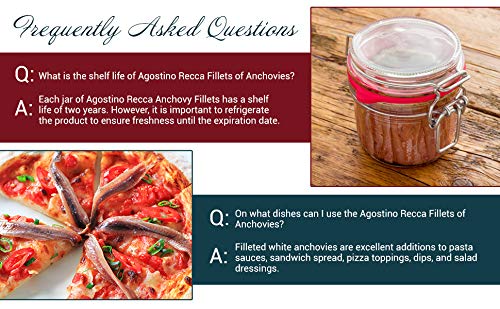 Agostino Recca Anchovies Fillets In Olive Oil - Wild Caught Fish From Italy - Anchovy Fillets For Pizza, Pasta, Salads (8.1 Oz)