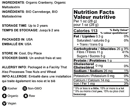 Food To Live Organic Cranberry Powder, 8 Pounds - Non-Gmo, Unsulfured, Raw, Dried Fruit, Vegan, Bulk, Great For Juices, Smoothie