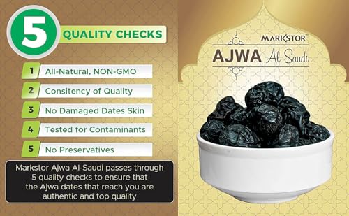 MARKSTOR Ajwa Al-Saudi - Finest Fresh Ajwa Dates (Khajoor/Khajur) Of Madina, Saudi Arabia - 500 Gram