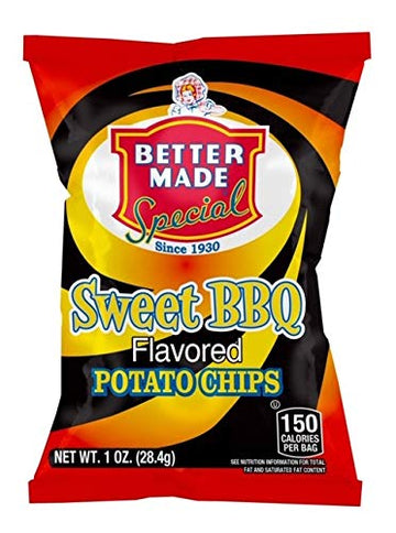 Better Made Sweet BBQ Potato Chips - 50 Pack, 1 oz Bags - Crunchy Snacks Made from Fresh Potatoes - Family Owned