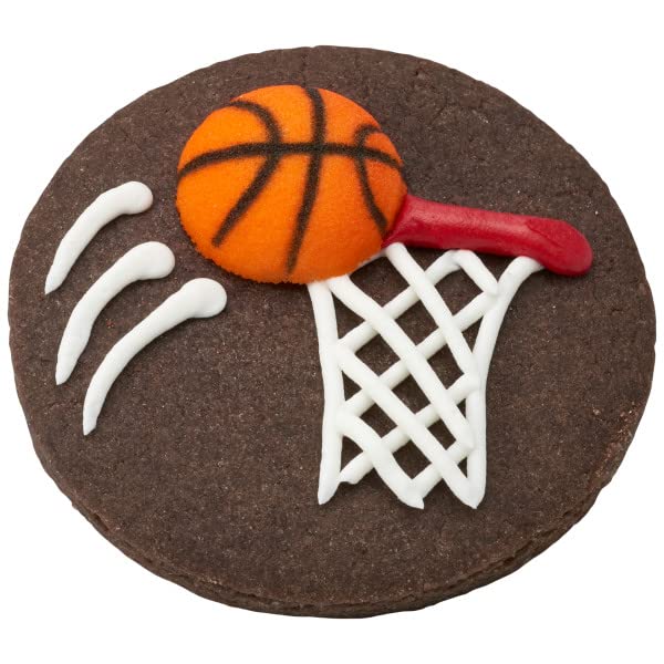 Basketball Edible Sugar Cake Toppers, 24 Count