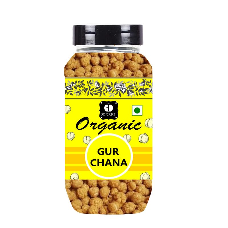 Edzzel Organic Gur Chana Traditional Enhanced Quality Hygienically Packed | Vegan | Gluten Friendly | Non-Gmo | Indian Origin - 100 Gm