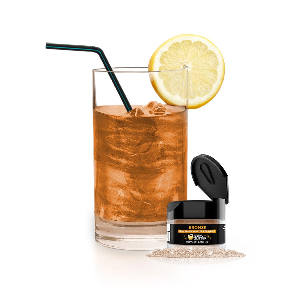 Bakell Brew Glitter Bronze Edible Drink Glitter, 4g Jar for Cocktails & Beverages