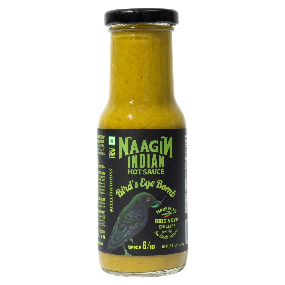 Naaflavor Blend Indian Hot Sauce - Birds Eye Burst Item (230G  8.11 Oz) |Spicy| Made With Homegrown BirdS Eye (Green Kanthari) Chillies | Unique Indian-Style Ultimate Green Sauce | 100% Vegan  No Artificial Colour