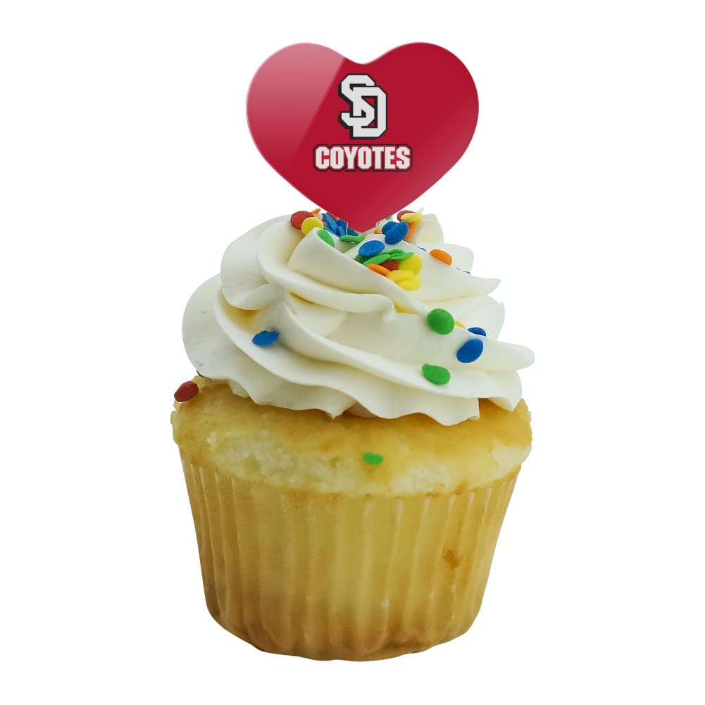 GRAPHICS & MORE Cupcake Picks Set of 6 - Acrylic Heart Decorations for South Dakota State University, One Size
