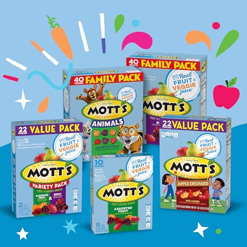 Motts Fruit Flavored Snacks, Assorted Fruit, Gluten Free Snack, Stocking Stuffers, Family Pack, 40 Ct, 32 Oz