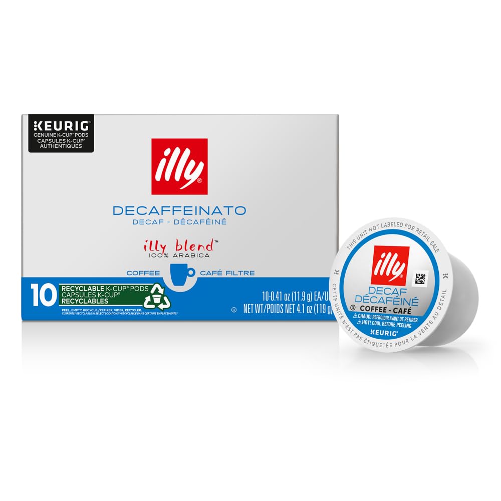Illy Coffee K Cups for Keurig - Classico Decaf Roast - Mild & Balanced Flavor - 10 Count - No Preservatives - Decaf