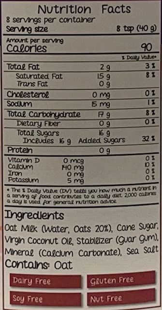 KC Commerce Sweetened Condensed Oat Milk, Dairy Free, Gluten Free, 1.83 Fl Oz, Pack of 6, Includes Wooden Spoon