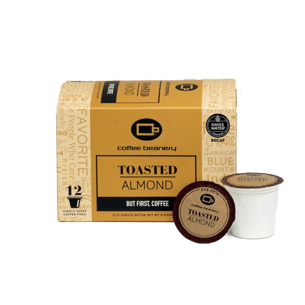 Coffee Beanery Toasted Almond Decaf Coffee Pods - Medium Roast, 12 Count Pack