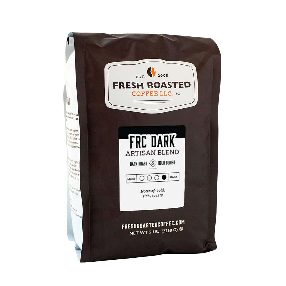 Fresh Roasted Coffee, Frc Dark Roast Blend, 5 Lb (80 Oz), Kosher, Whole Bean