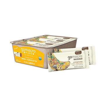 Gomacro Macrobar Organic Vegan Protein Bars - Banana + Almond Butter, 2.3 Ounce Bars, (Pack Of 12)