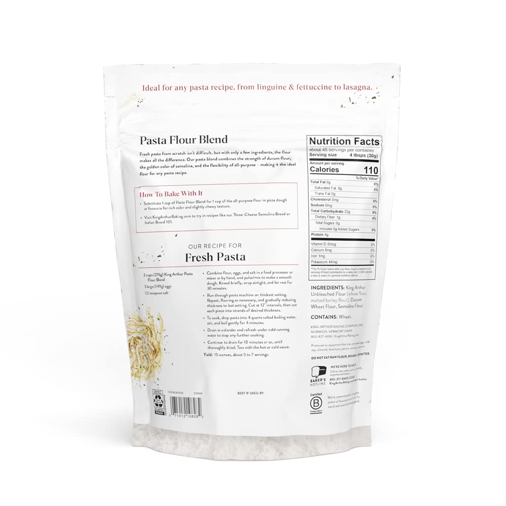 King Arthur Pasta Flour Blend, Finely Ground, 3 Lb,White