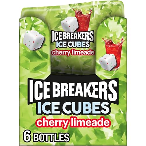 ICE BREAKERS Ice Cubes Cherry Limeade Sugar Free Chewing Gum Bottles, 3.24 oz (6 Count, 40 Pieces)