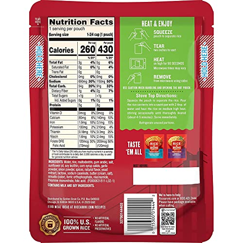 Rice-A-Roni Heat & Eat Rice, Microwave Rice, Quick Cook Rice, Herb & Butter, (8 Pack)