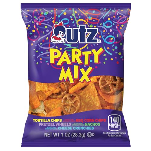 Utz Party Mix – 1 Oz. Bags (60 Count) Tasty Snack Mix Of Corn Tortilla, Nacho Tortilla, Pretzel, Bbq Corn Chip And Cheese Curl, Perfect For Vending Machines, Individual Snacks To Go, Trans-Fat Free