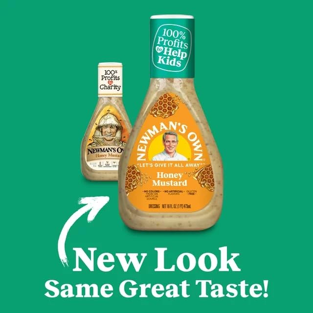 Newman's Own Honey Mustard Dressing, 16 oz - Pack of 3, Gluten-Free, All-Natural Ingredients