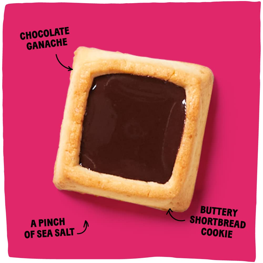 Michel et Augustin Valentines Day Delight Gourmet Dark Chocolate & Sea Salt Shortbread Cookies - 15 Individually Wrapped French