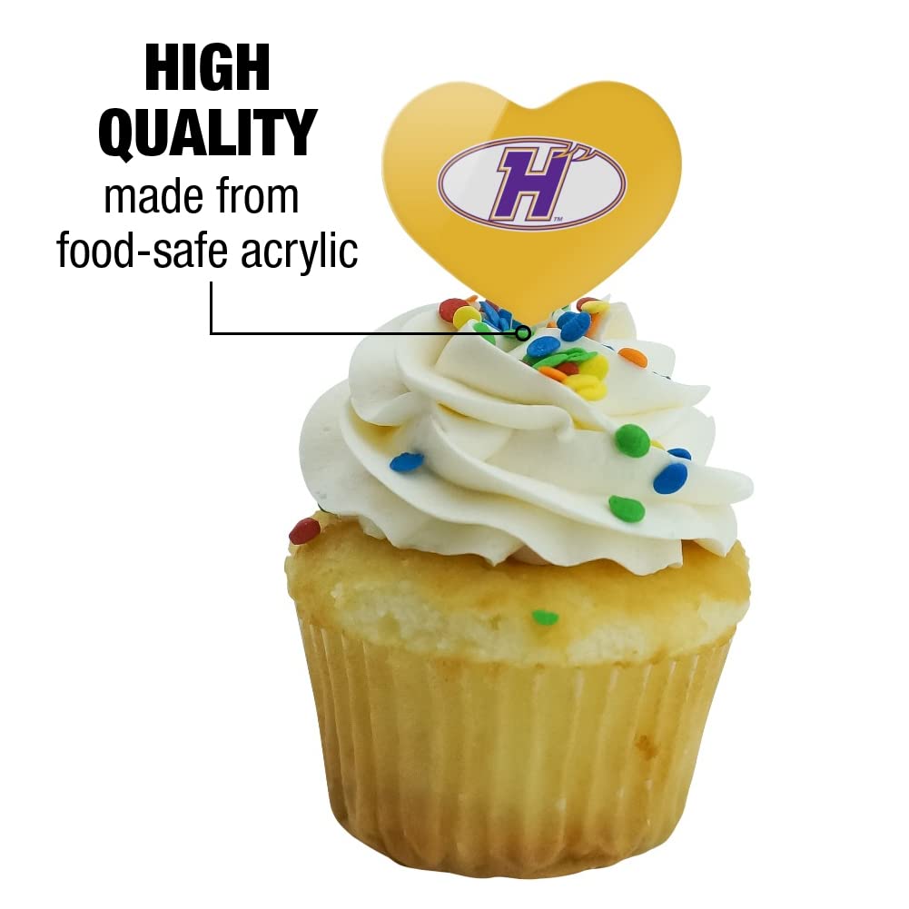 GRAPHICS & MORE Cupcake Picks Set of 6, Acrylic, Hunter College Heart Design, Model CUPT.HRT.ACR.6PK.CLCHUN500B