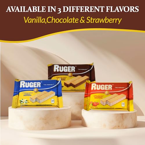Ruger Wafers Austrian Chocolate Wafers, 2.125 Ounce (Pack Of 12) - Crisp, Creamy, Delicious Chocolate   With Natural Ingredients And Extended Shelf Life, Perfect For Snacking, Desserts, And Anytime Indulgence