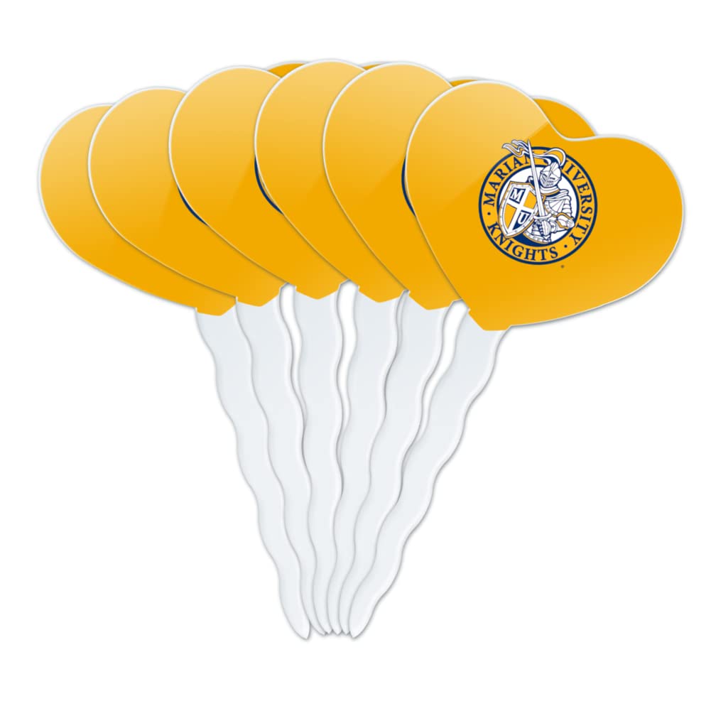 GRAPHICS & MORE Cupcake Picks Set of 6 Acrylic Marian University Heart Decoration Toppers, Model CUPT.HRT.ACR.6PK.CLCMCW500B
