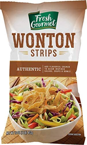 Fresh Gourmet Authentic Wonton Strips Crunchy Snack And Salad Topper, 16 Ounce. (Pack Of 6)