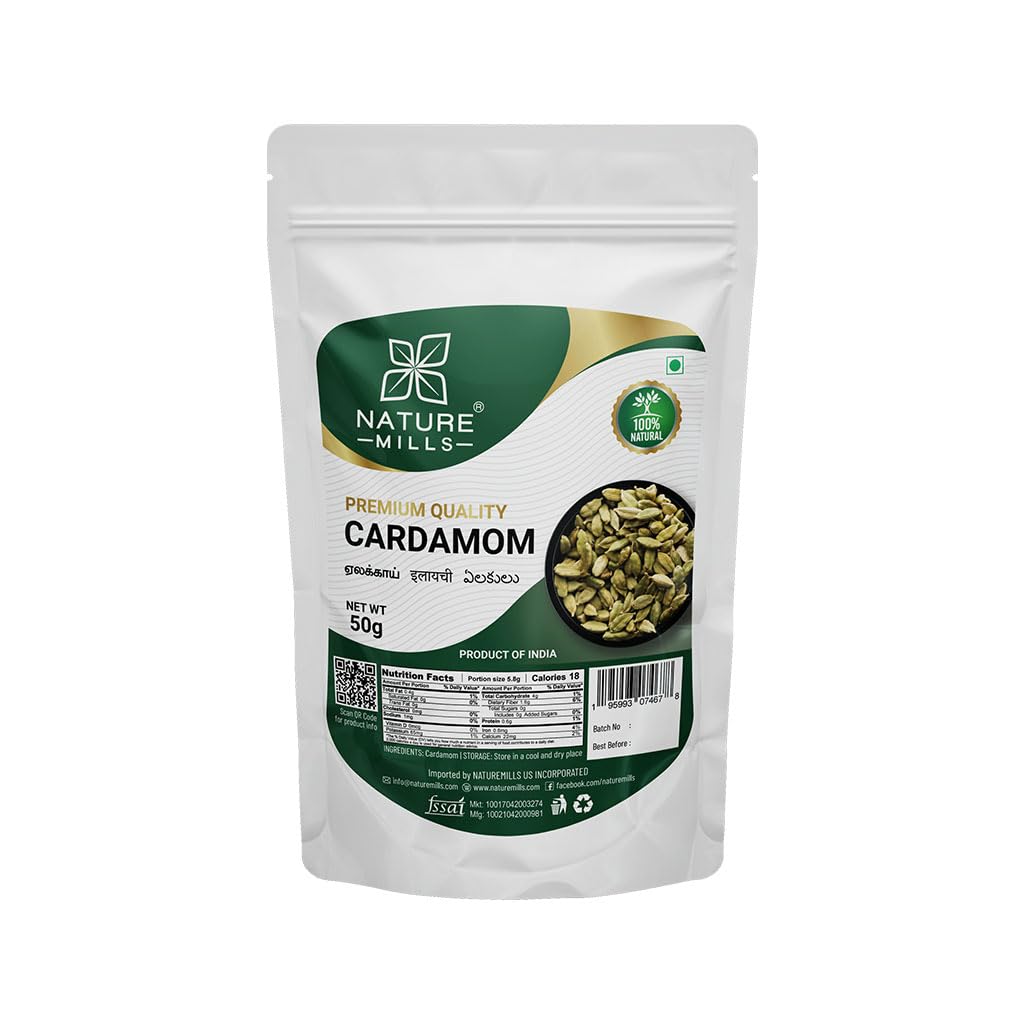 NatureMills Premium Cardamom - Whole Pods (50g)