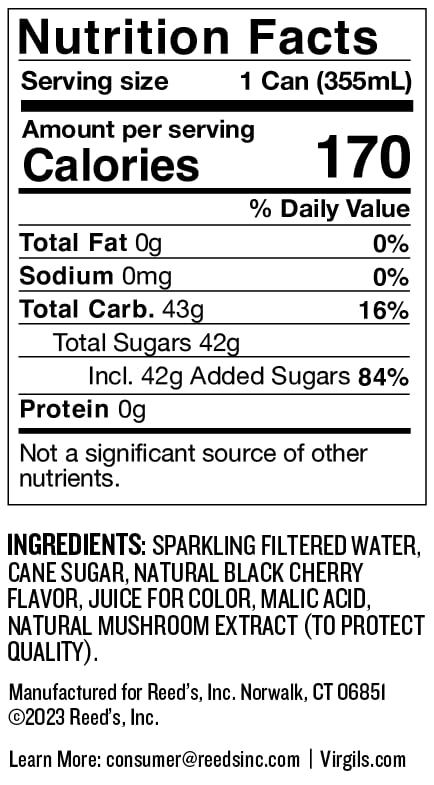 Virgils Handcrafted Black Cherry Soda - Tang Bold Flavor - 12oz Cans, 24 Pack