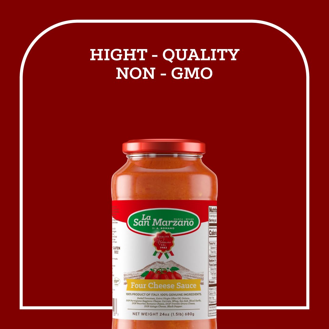 La San Marzano Four Cheese Pasta Sauce, All Natural, Non-GMO, Gluten Free, 24 oz (Pack of 3)