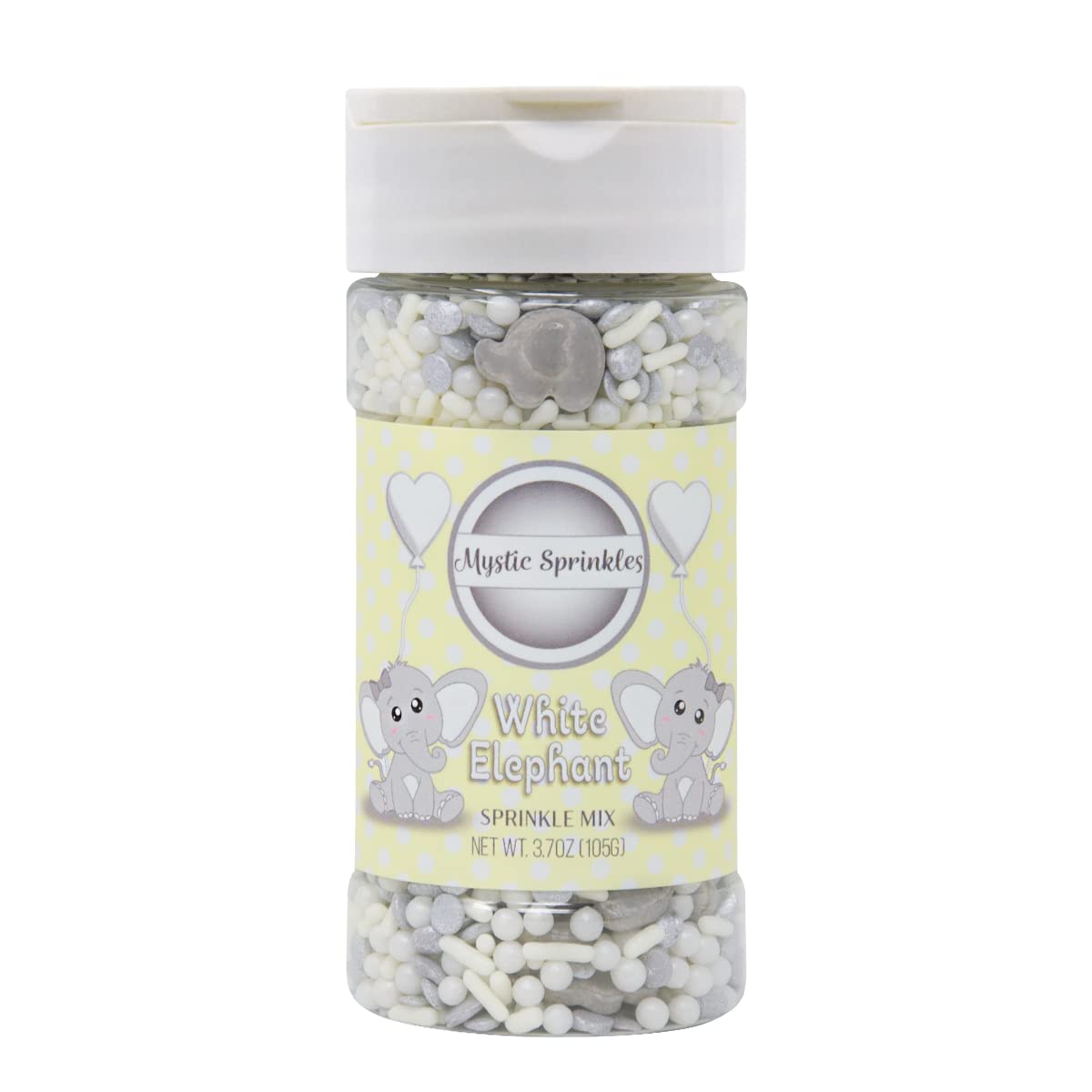 Mystic Sprinkles Baby Shower Sprinkle Mixes (White Elephant Sprinkle Mix 3.7Oz)
