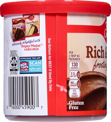 Betty Crocker Rich and Creamy Frosting, Milk Chocolate, Gluten Free, Holiday Baking, 16 oz