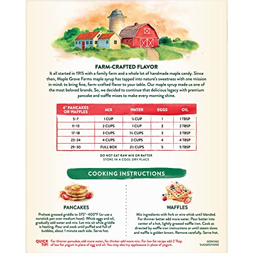 Maple Grove Farms Pancake & Waffle Mix, Buttermilk & Honey, 24 Ounce (Pack Of 6)