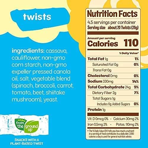 REAL FOOD FROM THE GROUND UP Vegan Cauliflower Pretzels, Gluten Free, Non-GMO, 4.5 oz (Pack of 6), Twists