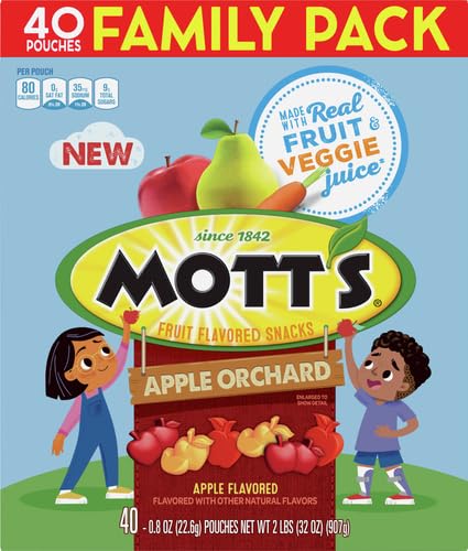 Motts Fruit Flavored Snacks, Apple Orchard, Gluten Free, 40 ct (Pack of 5)