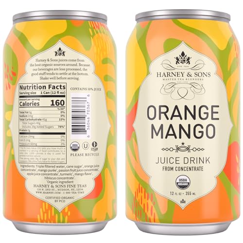 Harney & Sons Organic Orange Mango Juice Drink, 12 oz can (Pack of 12)
