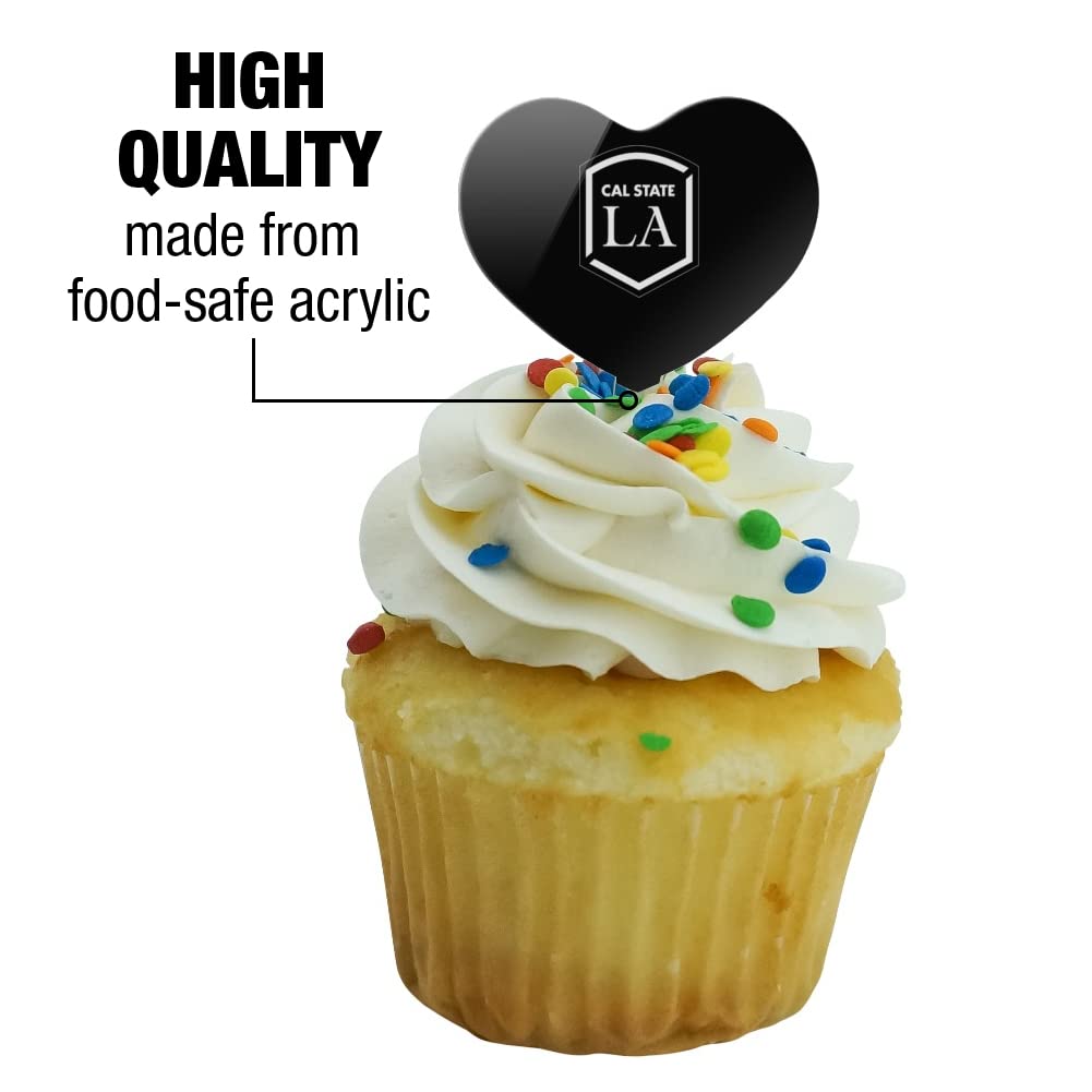 GRAPHICS & MORE Cupcake Picks Set of 6, Acrylic, California State University Los Angeles Secondary Logo Heart Design