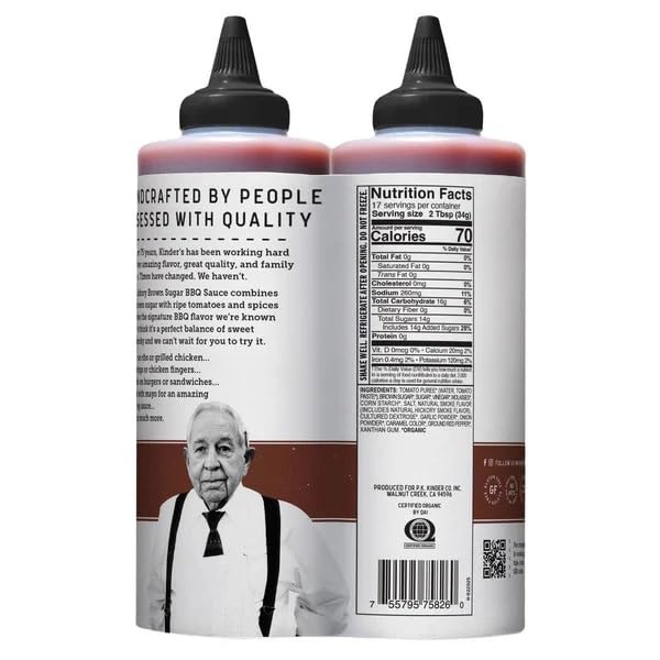 Kinders Organic Hickory Brown Sugar BBQ Sauce, 20.4 Ounce (Pack of 2)
