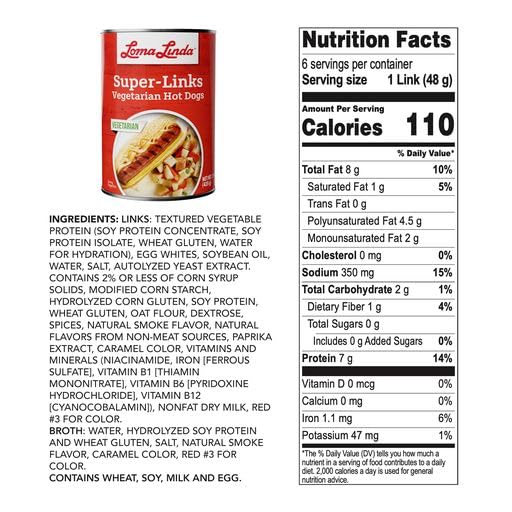 Loma Linda - Plant-Based Meat Substitute (15 oz) (Super-Links, 6 Pack)