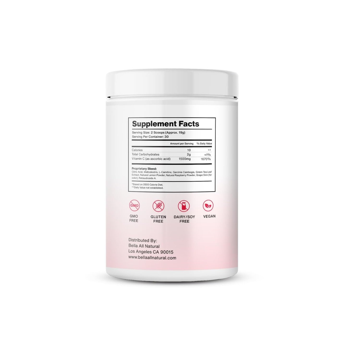 Bella All Natural Skinny Lemonade - Raspberry Flavor, 560G