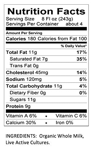 Maple Hill Crea mery, 100% Grass Fed Kefir, Plain, Organic 32 Ounce